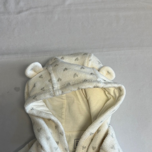 GAP White Baby fleece Hooded Jacket with ruffle hem - Picture 6 of 6